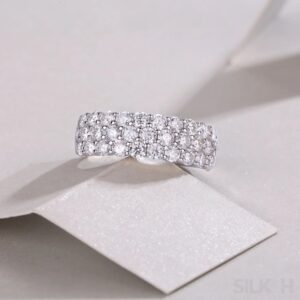 1.8 Carat Moissanite Sterling Silver Pave Triple Row Ring Amaya - Sassygrove